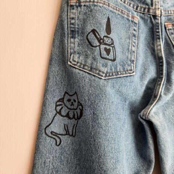 Rustler Blue High Rise Women Jeans with Black Graphics - Picture 12 of 16